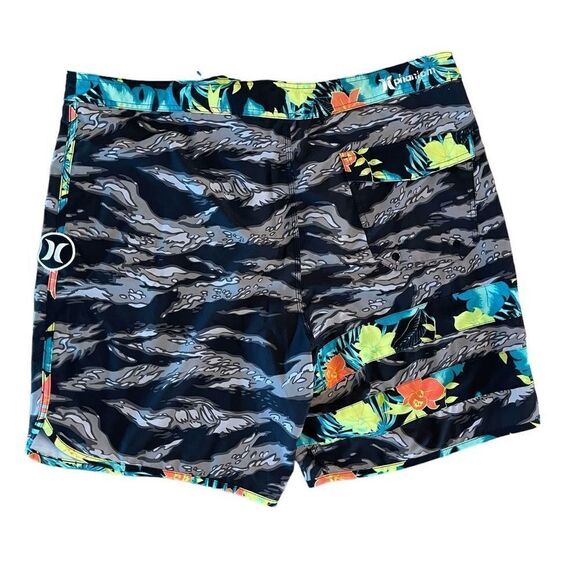 Hurley Mens Phantom Block Party Flammo Board Shorts Tropical Floral Size 40 - Picture 2 of 8